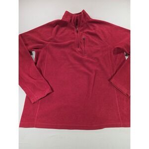 LL Bean Mens Red Quarter Zip Fleece Pullover Jacket Item 271474 Size M